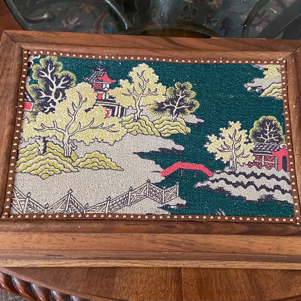 Vintage Polychrome Blue Willow Trinket or Treasure Box- 14in x 10in x 4in